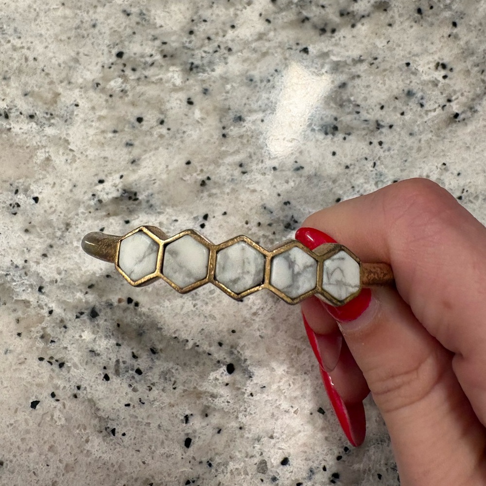 J. Crew Gold and White Hexagon Bracelet